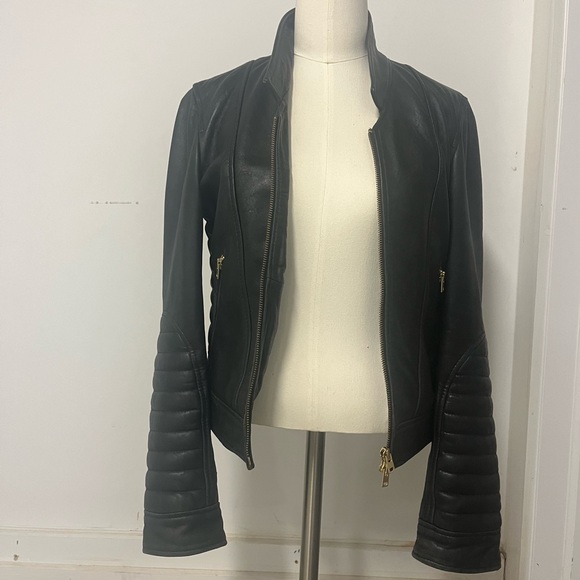 J. Crew Collection Standing-Collar Leather Jacket. - Picture 3 of 6